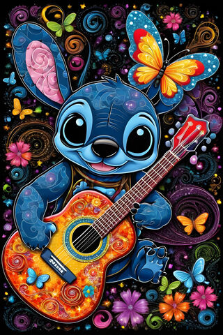 A Cartoon Of A Cat Playing A Guitar