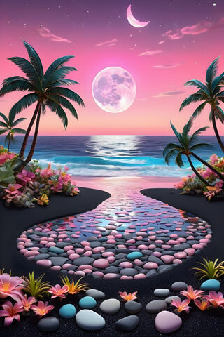 A Beach With Palm Trees and Water