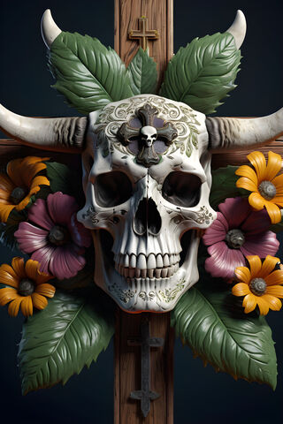 A Skull With Flowers