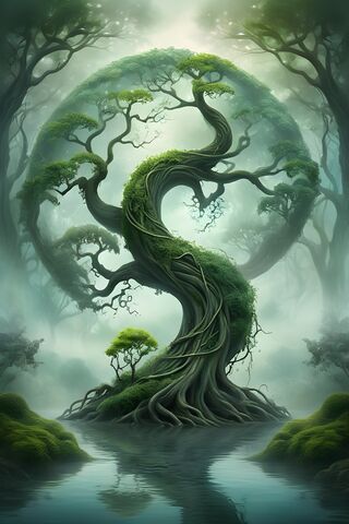 A Tree With A Large Circle Around It