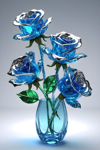 A Vase With Blue Flowers