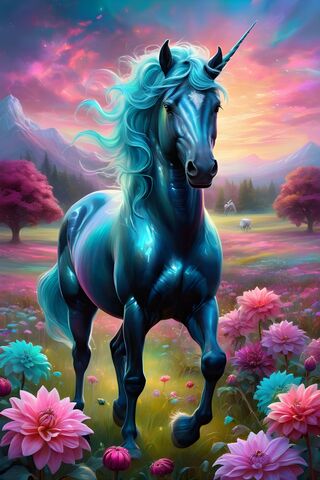 A Horse With A Unicorn Head
