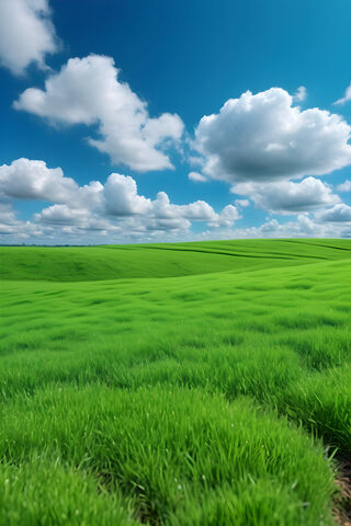 A Green Peak With Blue Sky and Clouds, XP