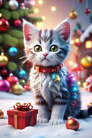 A Cat Wearing A Bow