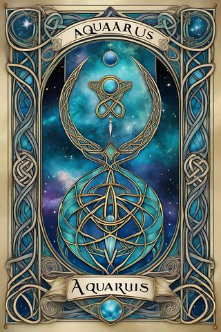 Aquarius Art Nouveau Tarot Card Galaxy