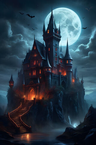 A Castle Lit Up At Night