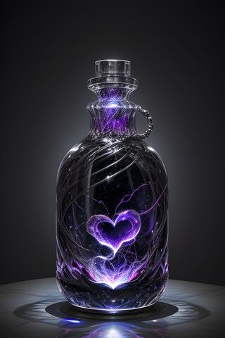 A Glass Bottle With A Purple Liquid Inside