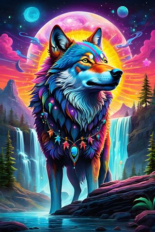 Cosmic Canine: A Journey Through Anime City 🌌🐺