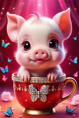 A Pink Piggy Bank In A Tea Cup