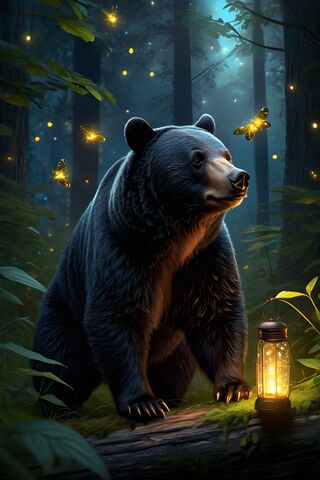 Black Bear and Fireflies