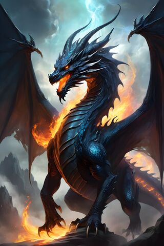 Majestic Dragon of Fire and Storm 🌩️🔥