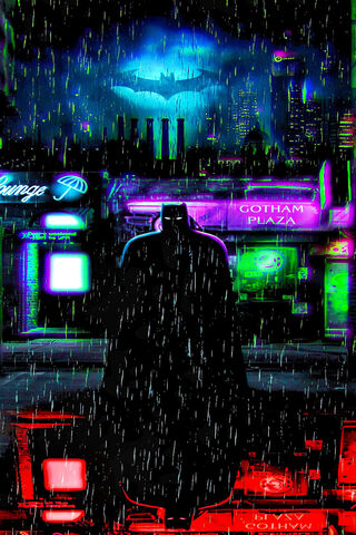 Dark Knight in Neon Rai..