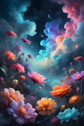 Blooming Flowers At Night