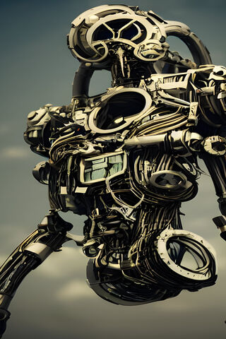 Futuristic Robot in Fli..