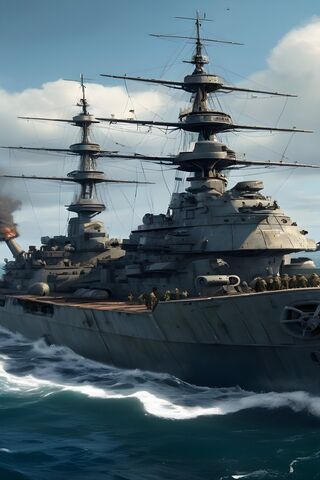 Majestic Battleship on the High Seas 🌊⚓️