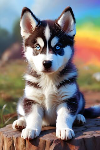 Adorable Husky Pup 🌈🐾