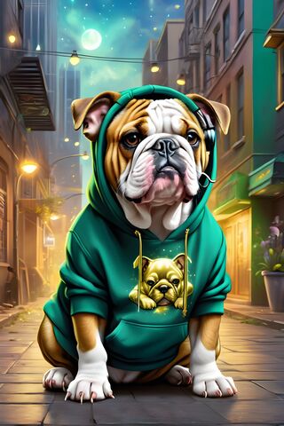 Bulldog In Hoodie