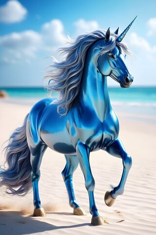 Blue Metallic Unicorn