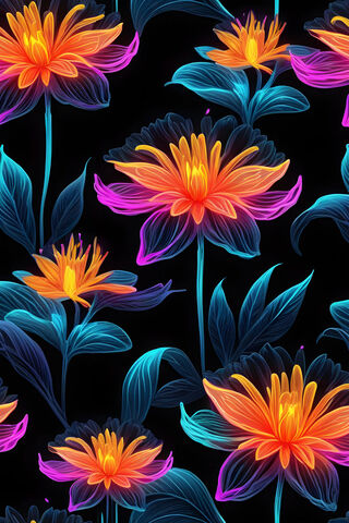 Vibrant Neon Floral Del..