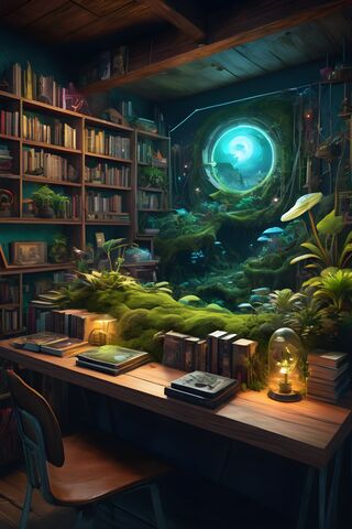 Enchanted Library Oasis 🌿📚