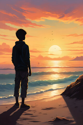 Boy Overlooking Ocean