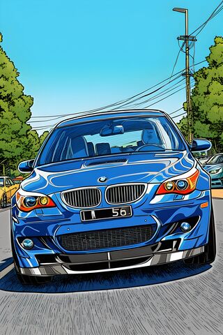 Sleek Blue BMW on the R..