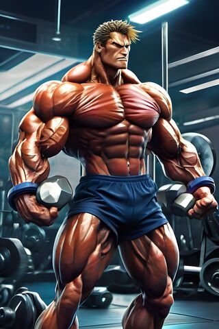 Muscular Hero in the Gym