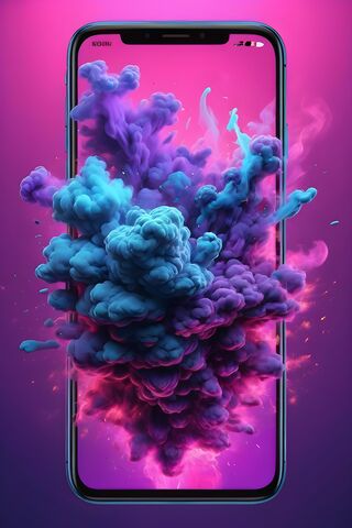 Blue Pink Light Background Frame Smoke Cloud Blast Insanely Detailed
