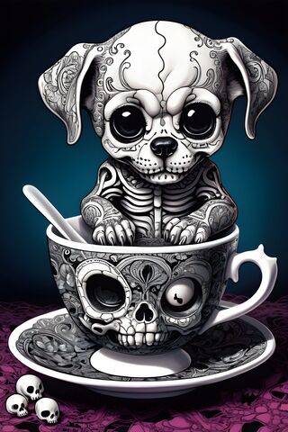Baby Skull Puppy In Teacup