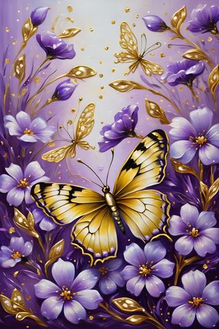 Butterflies and Flowers Painting