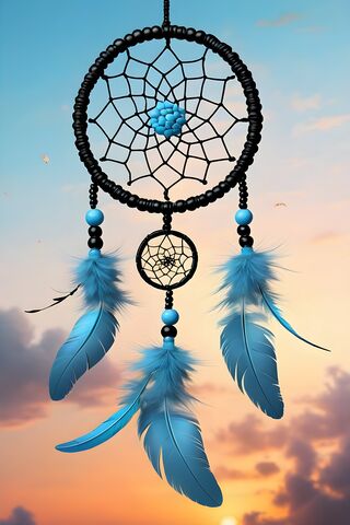 Blue Dreamcatcher With Beads