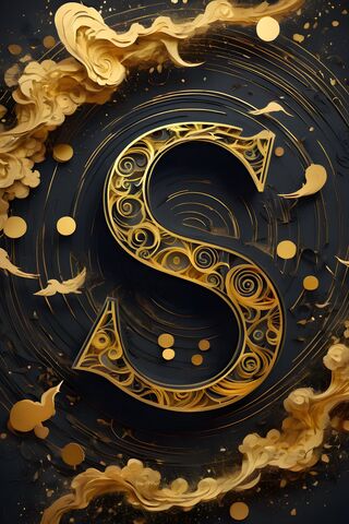 Black & Gold Elegant Letter 'S' (Susan My BFFS)