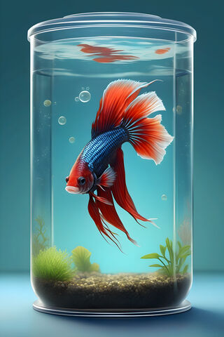 Vibrant Betta Fish in a Glass Tank 🐟✨