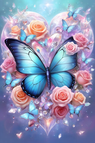 Butterfly and Roses