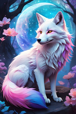 Beautiful Colorful Kitsune