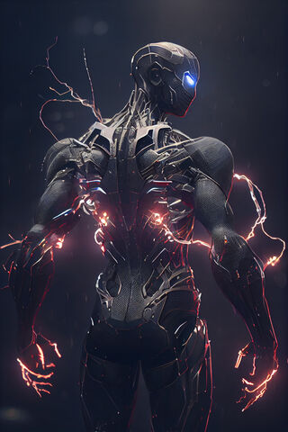 Futuristic Cyborg in Ac..