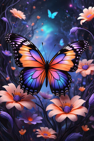 Beautiful Butterfly & Flowers