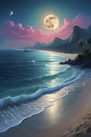Enchanted Moonlit Beach 🌊🌙