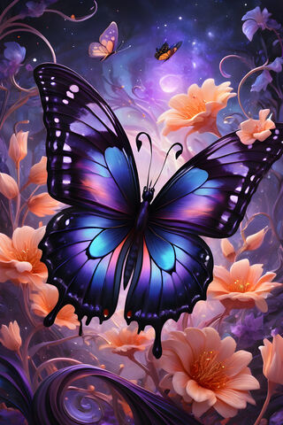 Beautiful Butterfly & Flowers