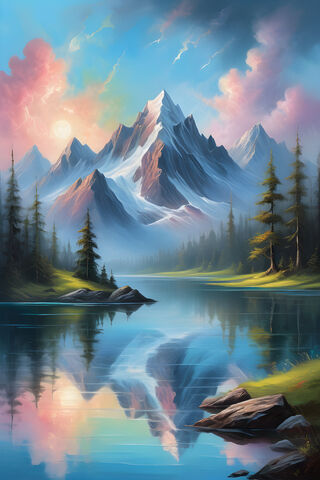 Bob Ross Style Mountain Scene