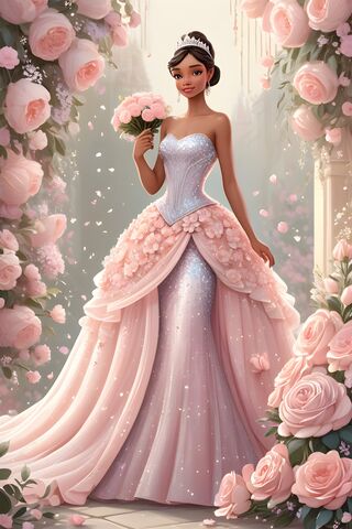 Black Barbie Princess, Blush Pink Gown,