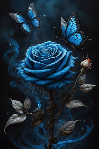 Blue Roses Butterflies