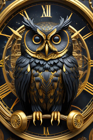Black&Gold Owl Clock