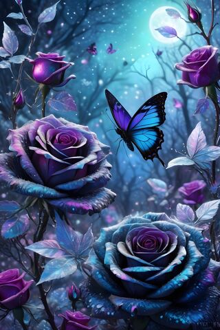Beautiful Iridescent Roses & Butterfly's