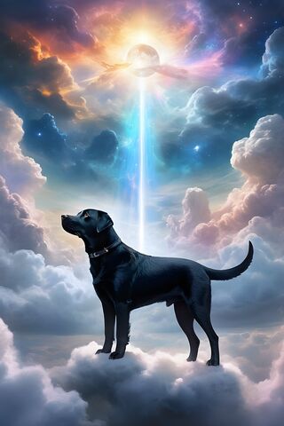 Black Labrador Retriever In Heaven