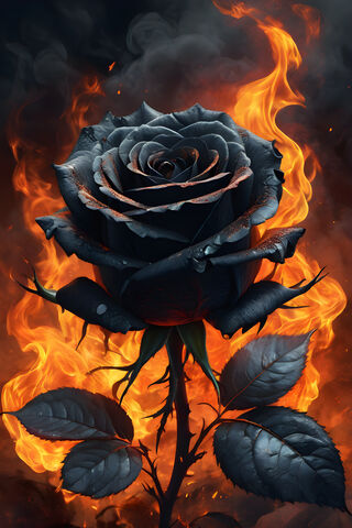 Fiery Elegance: The Black Rose 🌹🔥