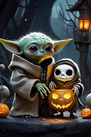 Baby Yoda and Jack Skel..