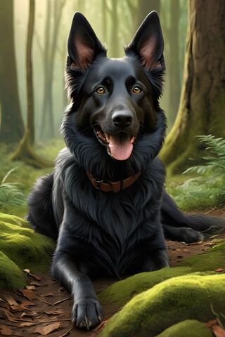 Majestic Black Dog in the Forest 🌲🐾