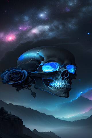 Mystical Blue Skull Rose: A Cosmic Tribute 🌌💀🌹