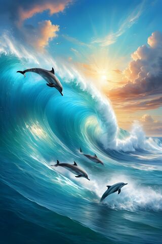 Dancing Dolphins in the Waves 🌊🐬